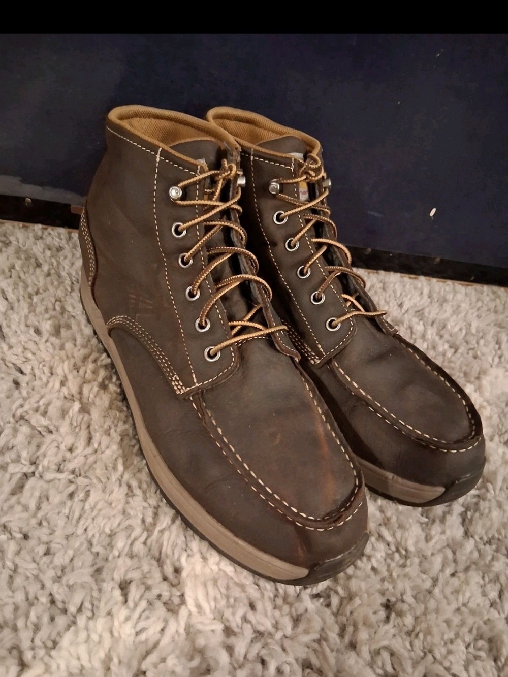 Carhartt Mens 11.5 CMX4023 Brown Combat Oxford Moc Toe Caswedge Work Boots Shoes